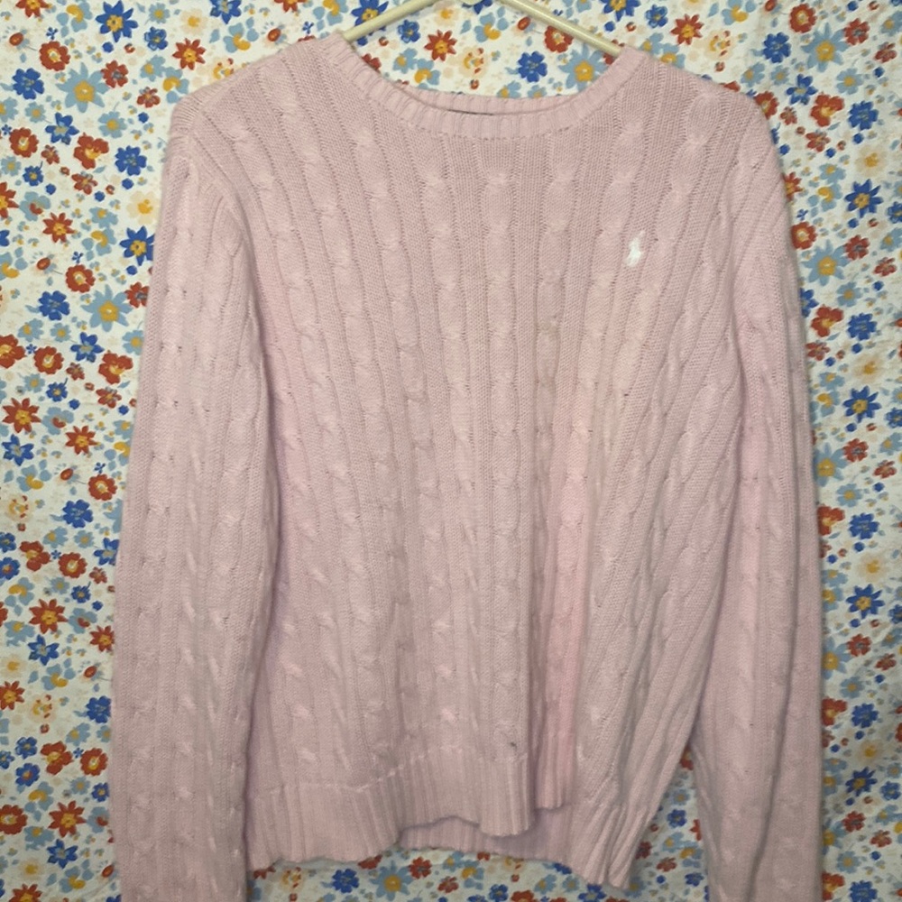 Ralph Lauren extra large cable knit sweater in pink
